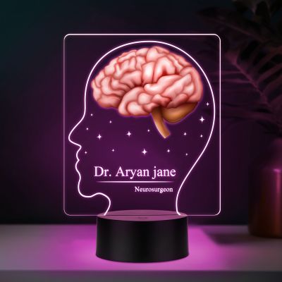 Personalized Neurosurgeon LED Night Light, Brain Design, 3D Illusion Lamp with Multicolored Light Gift for Gift for Neurologist, Psychology Student, Psychologist